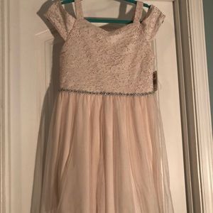 Girls Champagne-Pink Church Dress